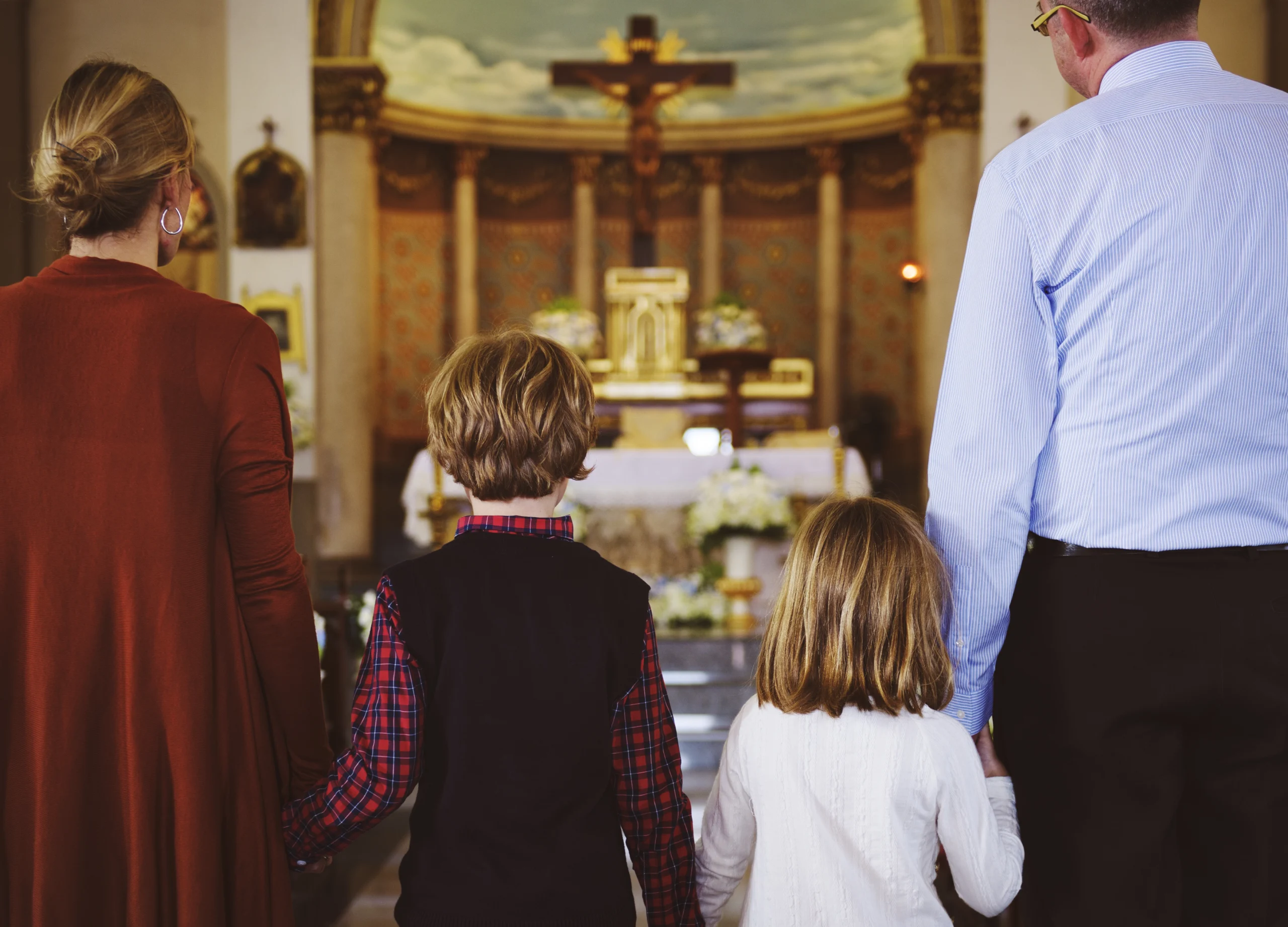 family in a church 
