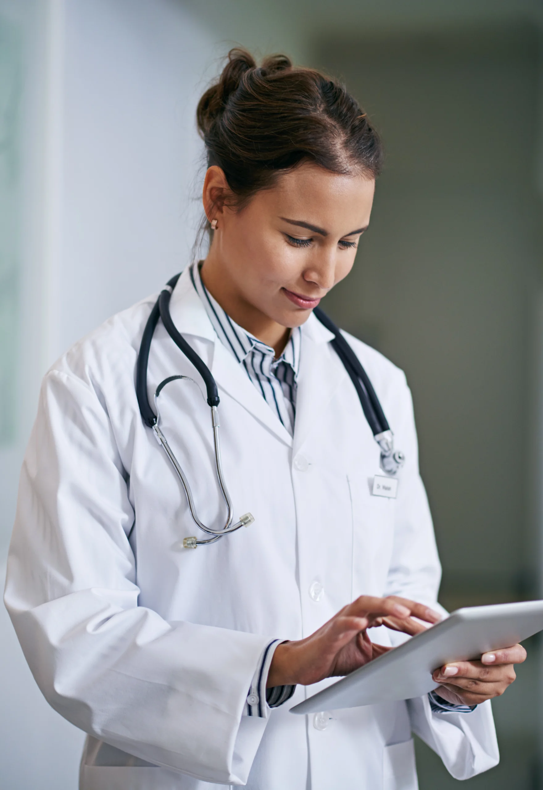 doctor working on an ipad